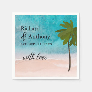 Ocean Beach Palm Tree Wedding Napkin
