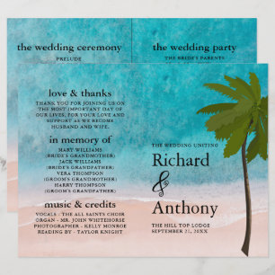 Ocean Beach Palm Tree Wedding Program