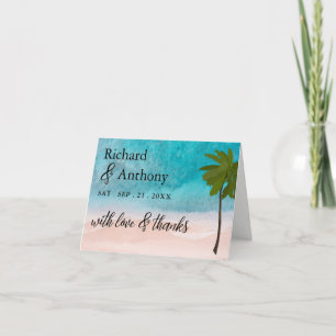 Ocean Beach Palm Tree Wedding Thank You Card