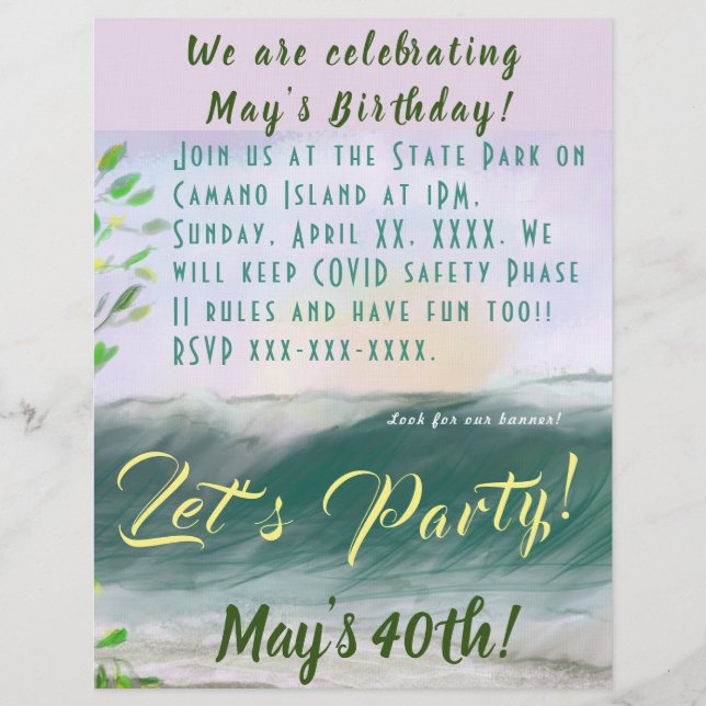Ocean Beach Party Stationery Flyer Invitation Custom Letterhead (Front)