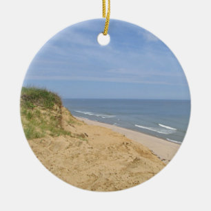 Ocean beach photo ceramic tree decoration