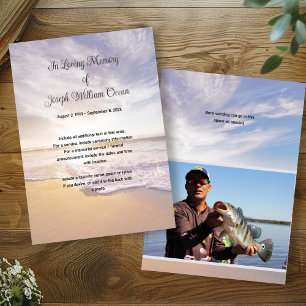 Ocean Beach Photo Memorial Funeral Service Card