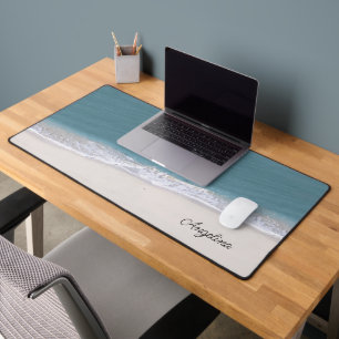 Ocean Beach Photo Script Name Desk Mat