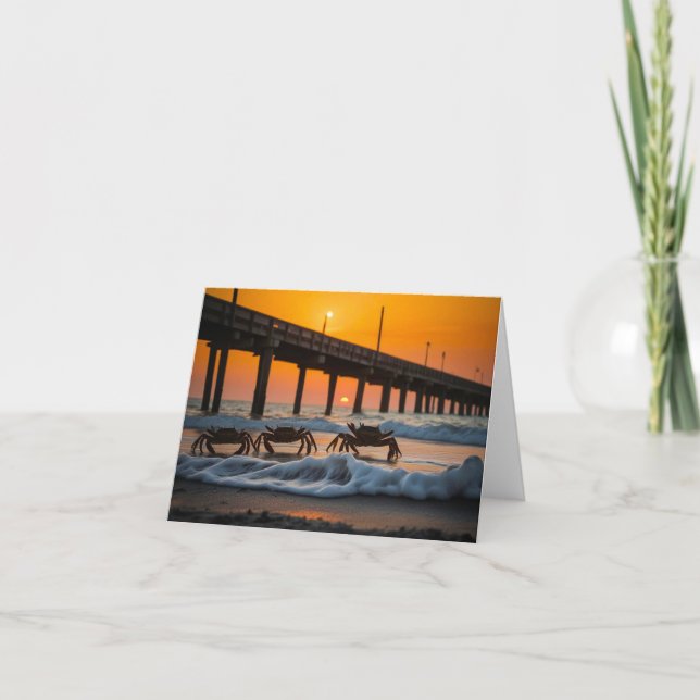 Ocean Beach Pier - Beach Crabs  Thank You Card (Front)