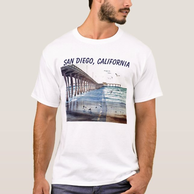 OCEAN BEACH PIER J PEC, SAN DIEGO, CALIFORNIA T-Shirt (Front)