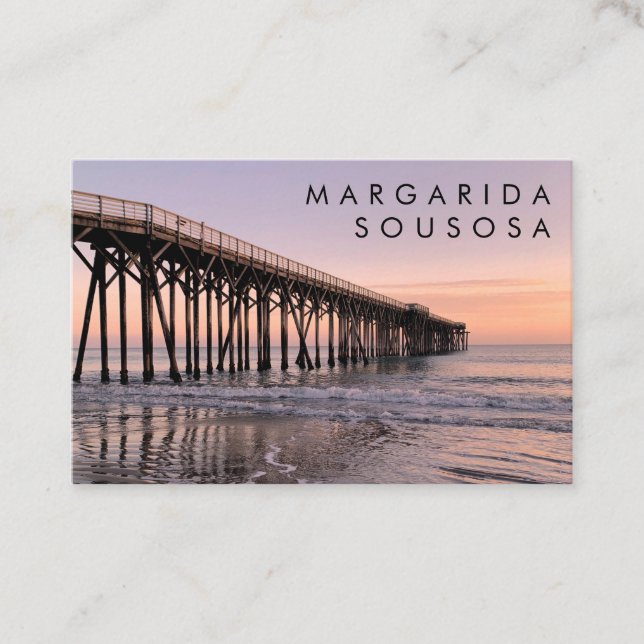Ocean Beach Pier Sunset Photo Travel Tourism Business Card (Front)