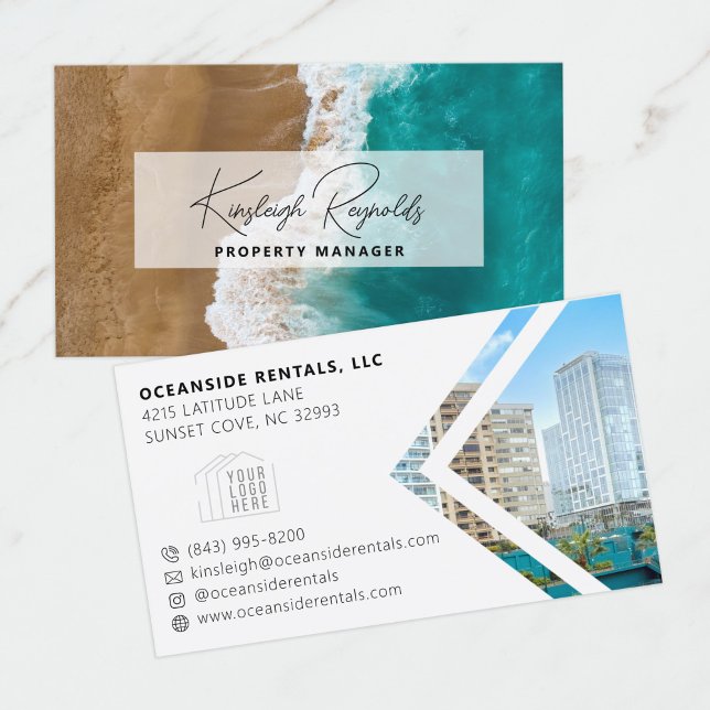 Ocean / Beach Rental Property Manager Custom Photo Business Card (Creator Uploaded)