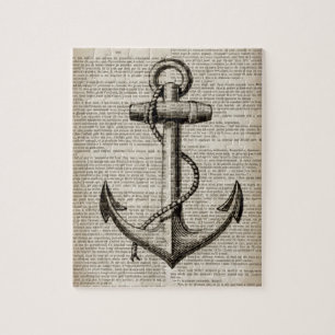ocean beach sailor vintage nautical anchor jigsaw puzzle