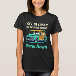 Ocean Beach San Diego Surf Girl Women Men Vintage T-Shirt