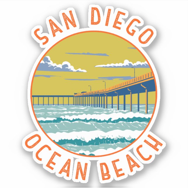 Ocean Beach San Diego Travel Art Vintage (Front)