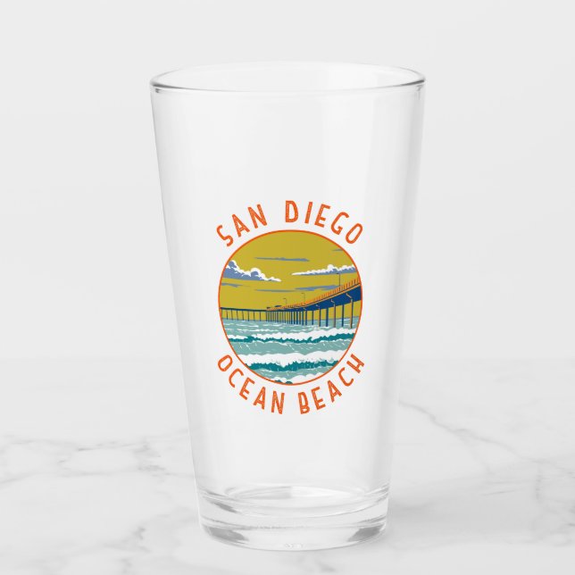 Ocean Beach San Diego Travel Art Vintage Glass (Front)