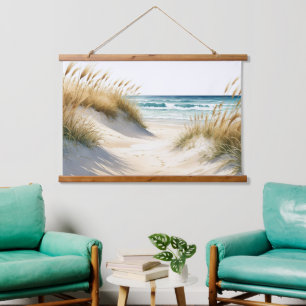 Ocean Beach Sand Dunes Grasses Pathway Beach Art Hanging Tapestry