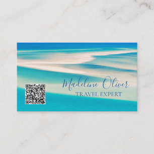 Ocean Beach Sea QR Travel Aqua Blue Business Business Card