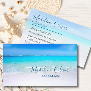 Ocean Beach Sea Social Media Travel Aqua Blue  Business Card