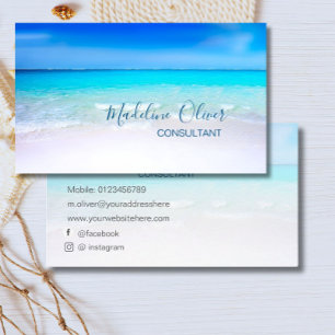 Ocean Beach Sea Social Media Travel Aqua Blue  Business Card