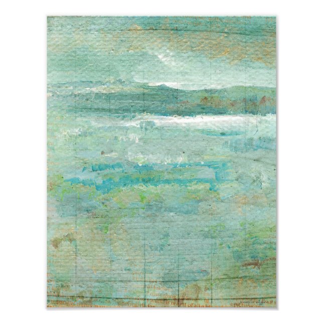 Ocean Beach Sea Teal Water Painting Photo Print (Front)