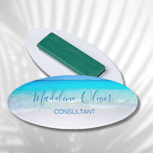 Ocean Beach Sea Travel Aqua Blue Modern Badge