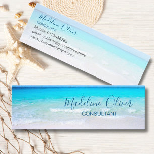 Ocean Beach Sea Travel Aqua Blue Modern Thin Mini Business Card