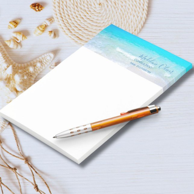 Ocean Beach Sea Travel Aqua Blue Stylish Custom Letterhead (Creator Uploaded)