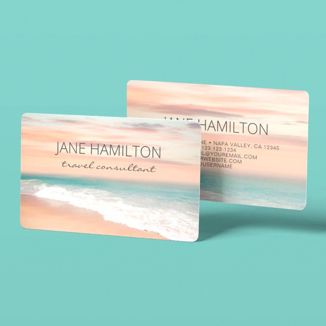 Ocean Beach Sea Travel Business Card (Creator Uploaded)