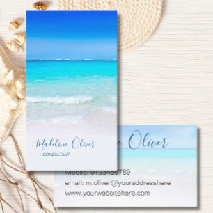 Ocean Beach Sea Travel  Spa Aqua Blue Stylish Business Card
