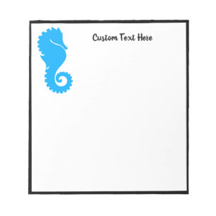 Ocean Beach Seahorse Black Blue Personalised Notepad