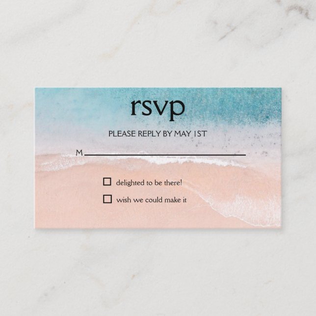Ocean Beach Seaside Destination Wedding RSVP Enclosure Card (Front)