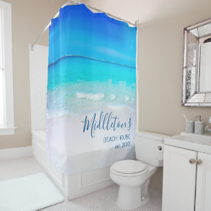 Ocean Beach Seaside Scene Summer House Shower Curtain