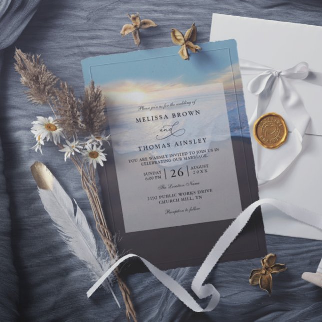 Ocean Beach Seaside Summer Destination Wedding Invitation (Creator Uploaded)