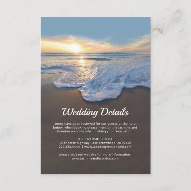 Ocean Beach Seaside Wedding Details Enclosure Card (Front)