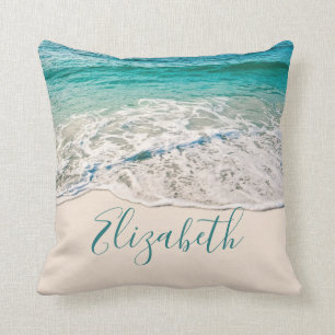 Ocean Beach Shore to Add Your Name Cushion