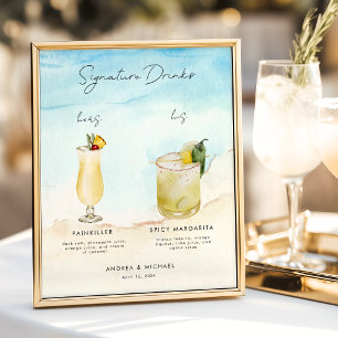 Ocean Beach Signature Drinks Bar Menu Wedding Sign
