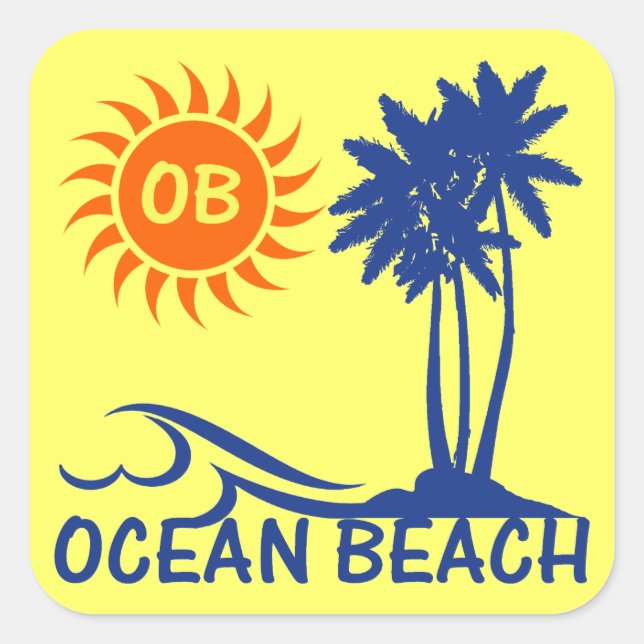 Ocean Beach Square Sticker (Front)