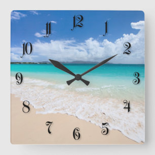 Ocean beach square wall clock