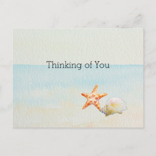 Ocean Beach Starfish Conch Shell     Postcard
