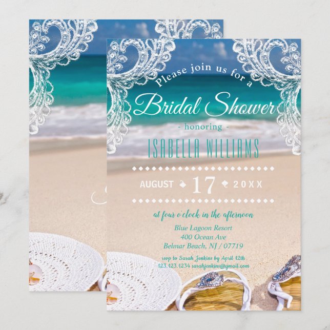 Ocean Beach Summer Bridal Shower Invitation (Front/Back)