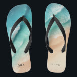 Ocean Beach SUMMER Watercolor Elegant Wedding Flip Flops<br><div class="desc">Ocean Beach SUMMER Watercolor Elegant Wedding</div>