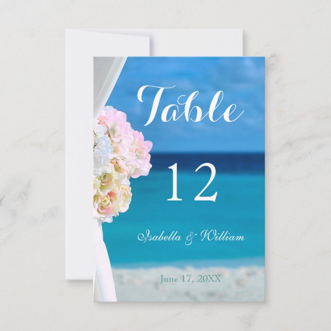 Ocean Beach Summer Wedding Table Number (Front)