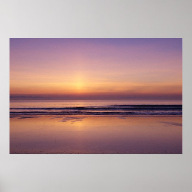 Ocean beach sunrise colour photo poster print (Front)