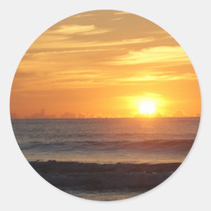 Ocean beach sunrise colour photo stickers