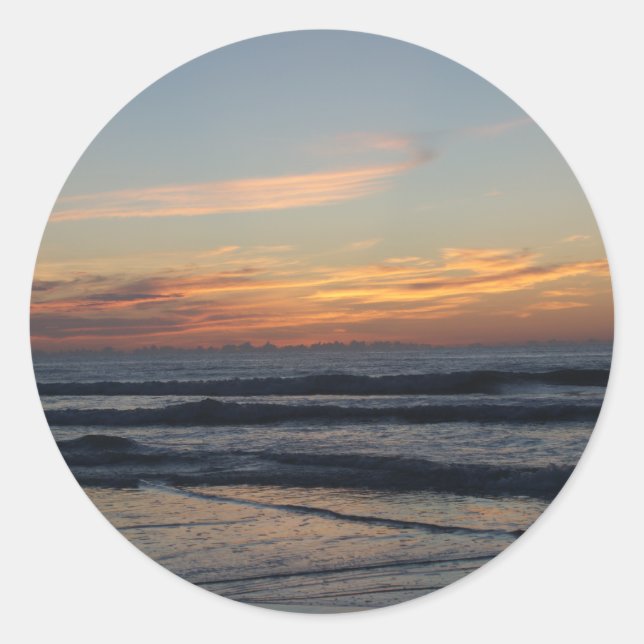 Ocean beach sunrise colour photo stickers (Front)