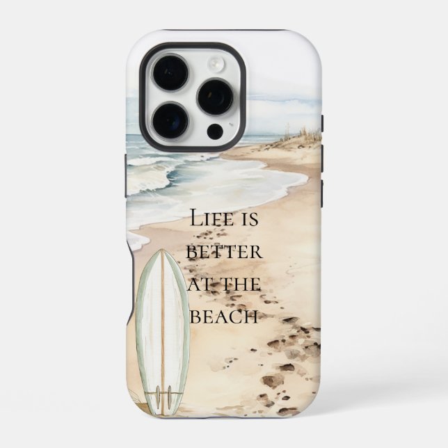 Ocean Beach Surfboard  iPhone Case (Back)