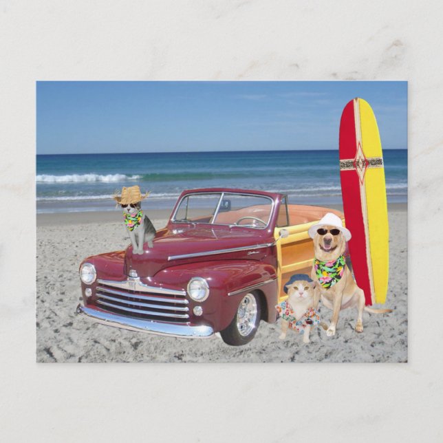 Ocean/Beach/Surfing/Woodie Postcard (Front)