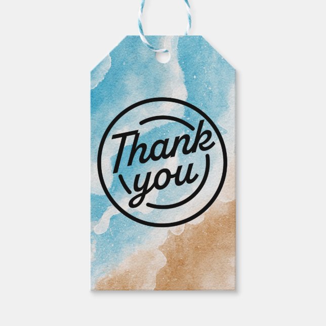 Ocean Beach Theme Thank You Gift Label (Front)
