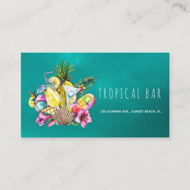 Ocean beach tropical business cards (Front)