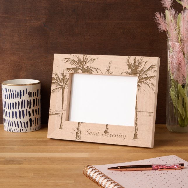 Ocean Beach Tropical Palm Trees Etched Frames (Left)