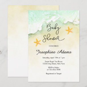 Ocean Beach Tropical Watercolor Baby Shower Invitation