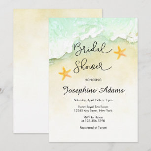 Ocean Beach Tropical Watercolor Bridal  Shower Invitation