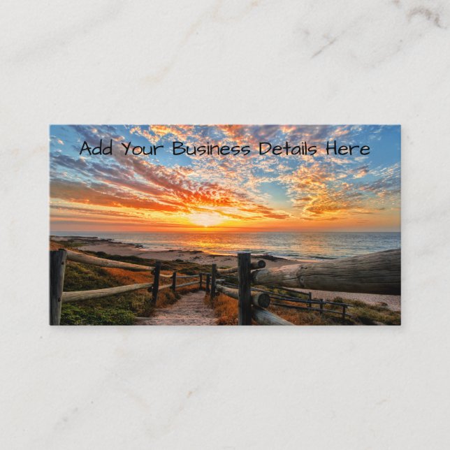 Ocean Beach View Tropical Sunset Paradise Dream Business Card (Front)