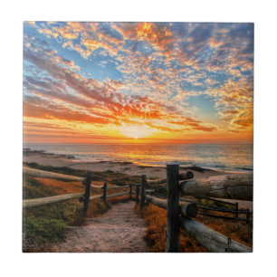 Ocean Beach View Tropical Sunset Paradise Dream Tile